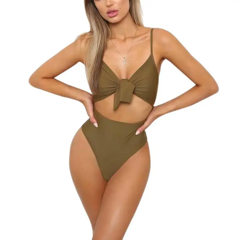 Хорошо! 2018 Новый Одна деталь купальник на завязках бикини с эффектом пуш ап