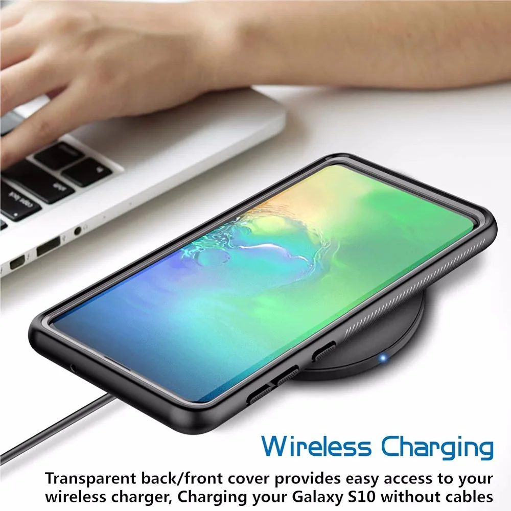 

For Samsung Galaxy S10 Case Clear Anti-Scratch Shock Absorption Heavy Duty Cover Support Wireless Charging for S10 6.1 inch