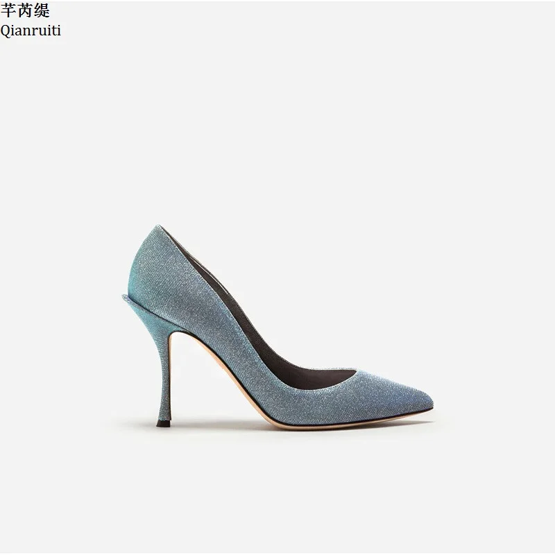 Qianruiti/блестящие тонкие туфли на высоком каблуке с блестками пикантные женские