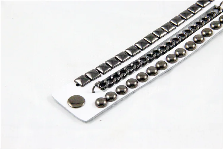 Панк стиль кожаный браслет с заклепками унисекс металлический рок ювелирные