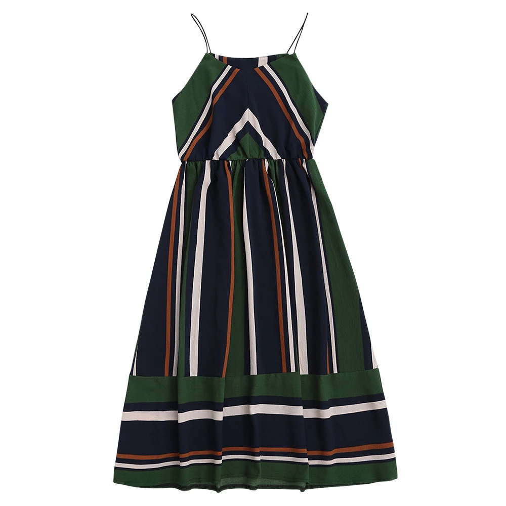 Женское платье в полоску Wipalo пляжное средней длины с эластичной талией на тонких