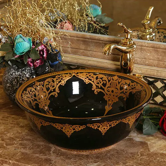 3 вида цветов антикварный стиль ручной работы фарфоровая керамическая раковина