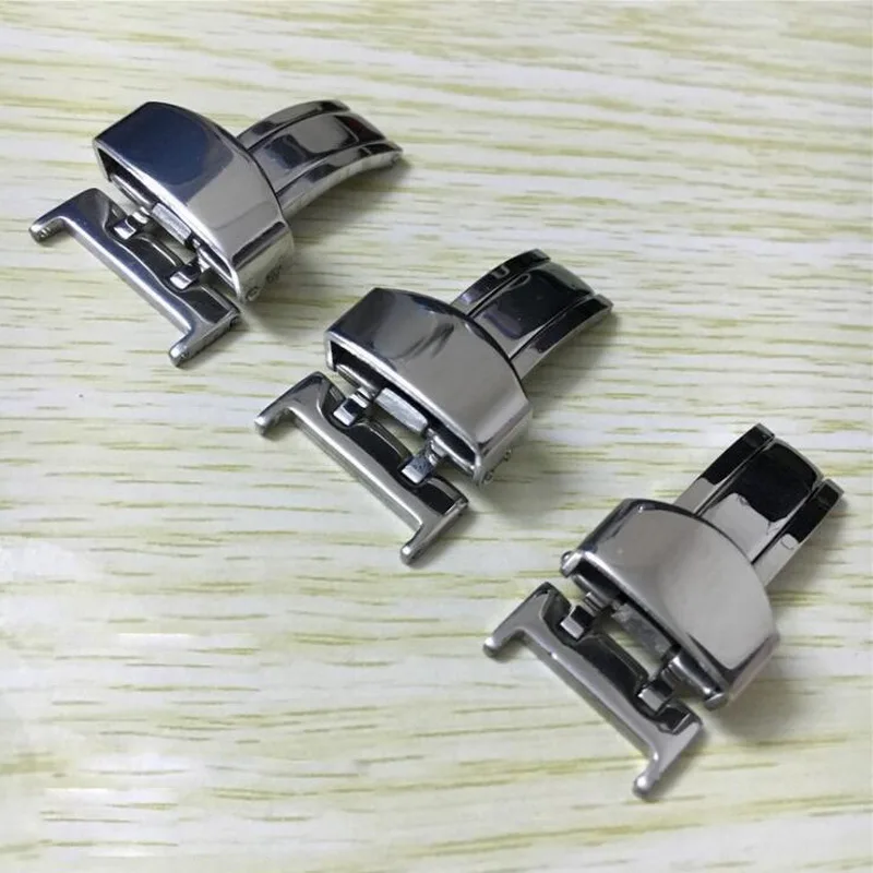 14mm 16mm 18mm 20mm 22mm Metal Watch Band Buckle Strap Silver Stainless Steel Single Side Folding Clasp Butterfly