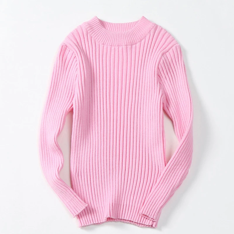 Детский свитер для мальчиков и девочек эластичный Однотонный с круглым вырезом