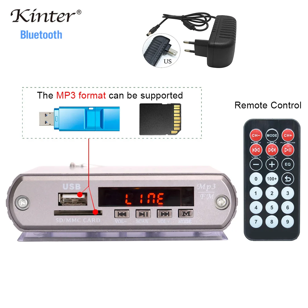 Kinter A5 мини усилители стерео аудио плеер портативный amp ридер с SD USB ввод FM антенна светодиодный цифровой дисплей адаптер питания