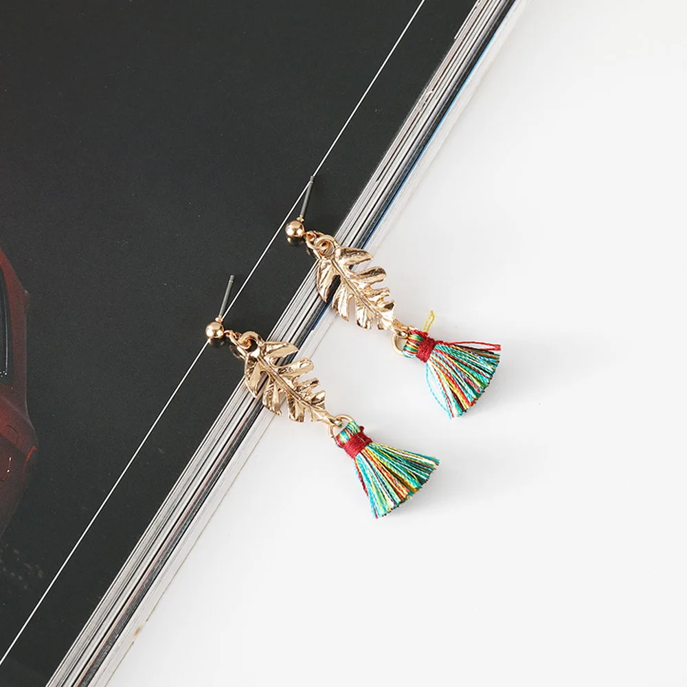 1 пара модные женские серьги с кисточками в виде листьев Ретро стиль длинные
