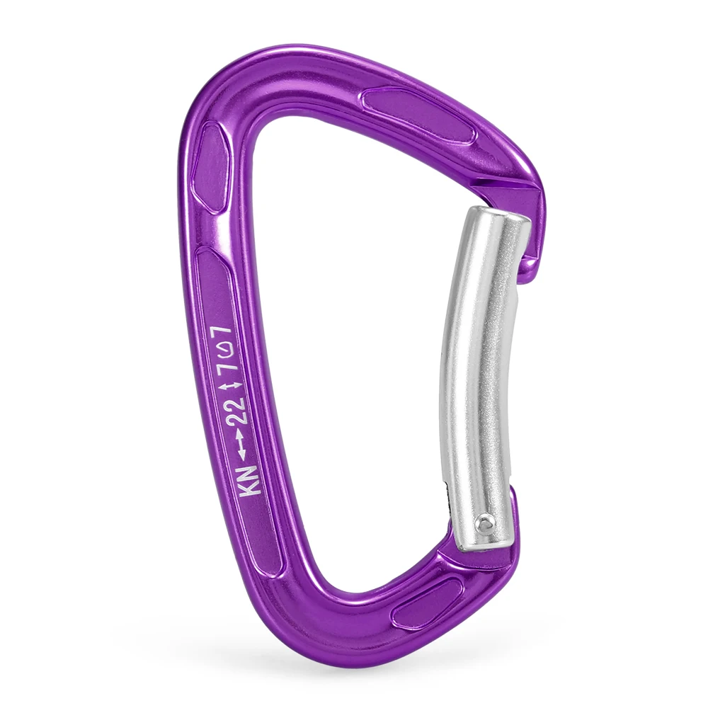 Bent gate-Purple 22KN/24KN прямые ворота Карабин не-замок ворота карабин скалолазание каньонирование альпинизмом гамаки кольцо для ключей нос карабин - Цвет: Bent gate-Purple