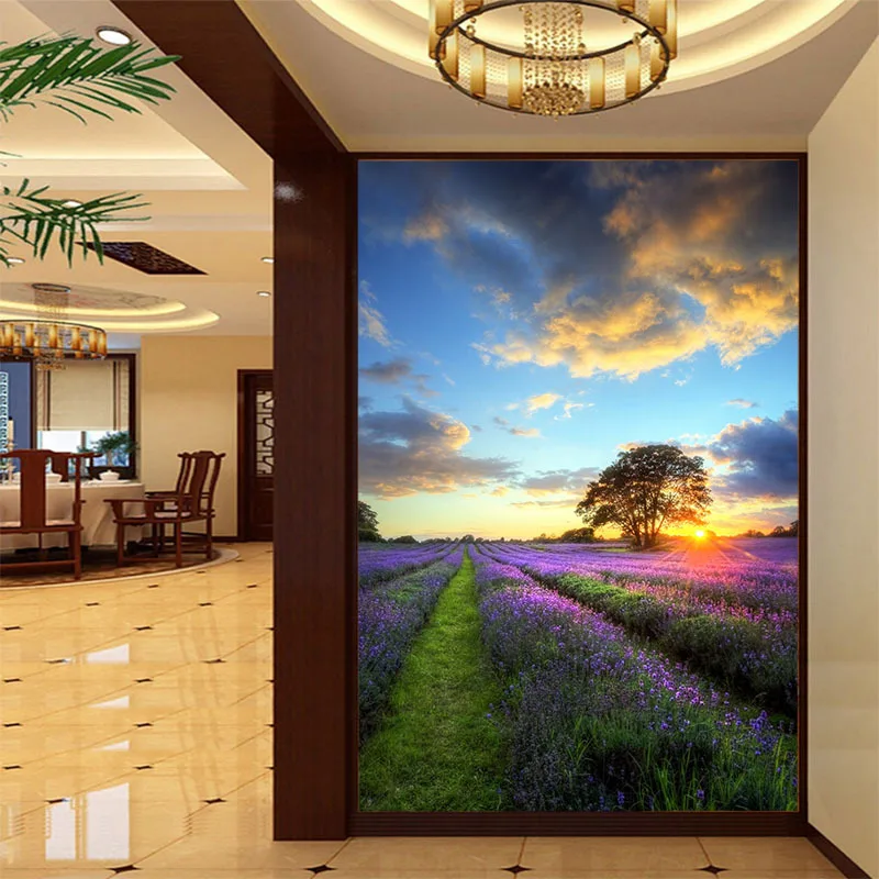 

Customized wallpaper mural 3D large natural view painting with setting sun as vertical background the corridor screen ect.