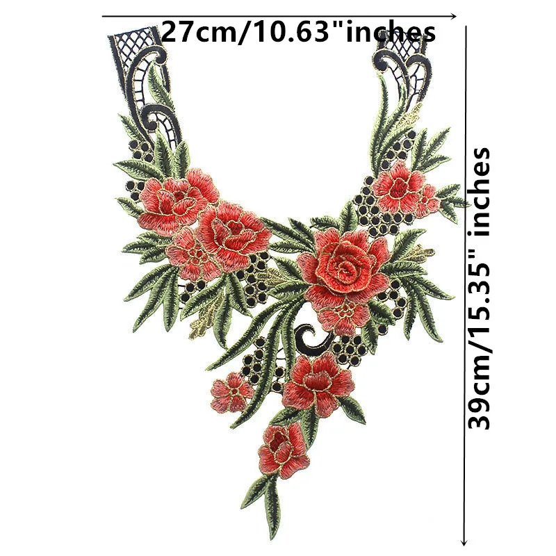 1piece 3D Ornge Green Flower Embroidery Applique Patches Sew on Cord Guipure Motif Embellishment Sewing Accessory T2335 | Дом и сад