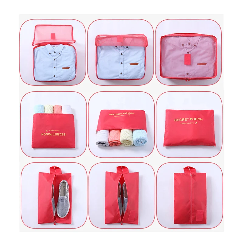 7PCS high quality solid color travel set of 7 thick waterproof suitcase storage bag Bedroom |