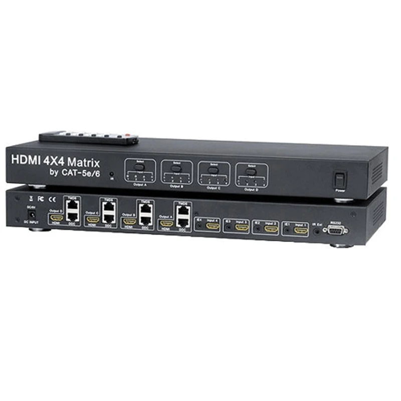 HDMI UTP 4x4 матричный hdmi переключатель разветвитель по cat5e/cat6 кабель до 130 футов с 4 HDMI приемниками в комплекте