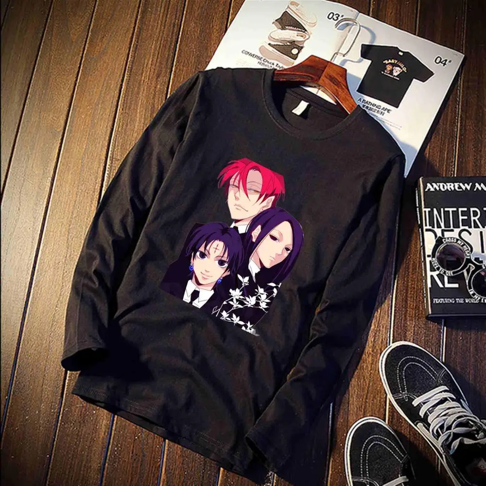 Натуральный хлопок Футболка X Hunter Hisoka аниме Рисунок с длинным рукавом модные повседневные Топы И Футболки брендовая одежда унисекс - Цвет: 4