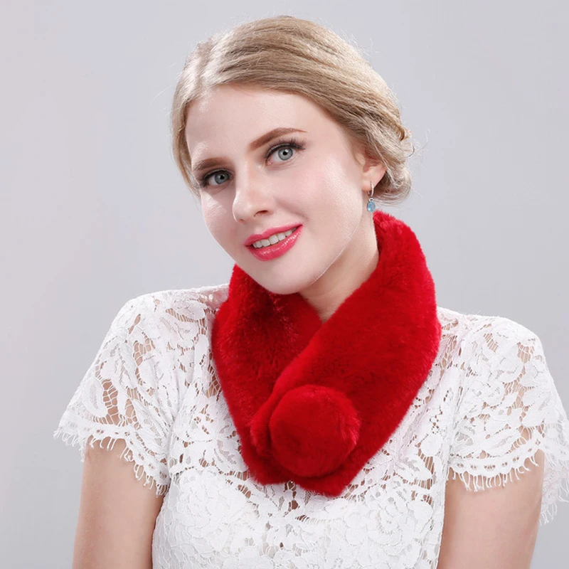 China Made Scarves By Rex Rabbit Fur Thicker Than Regular Ones Scarf For Neck Keep Warm In Winter And Autumn | Аксессуары для