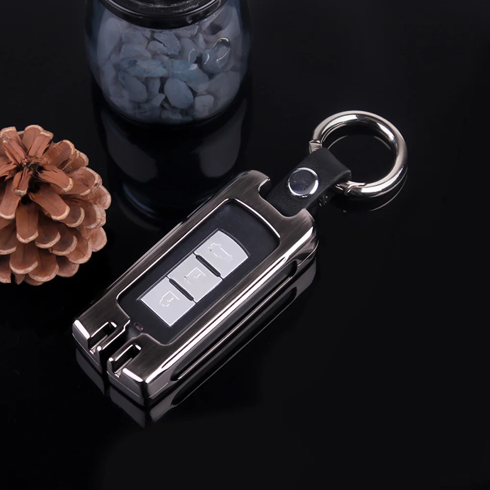 Брелок для ключей из цинкового сплава для Mitsubishi Outlander, Lancer 10 Pajero Sport ASX RVR L200 Smart Remote Fob Cover авто брелок - Название цвета: Gray