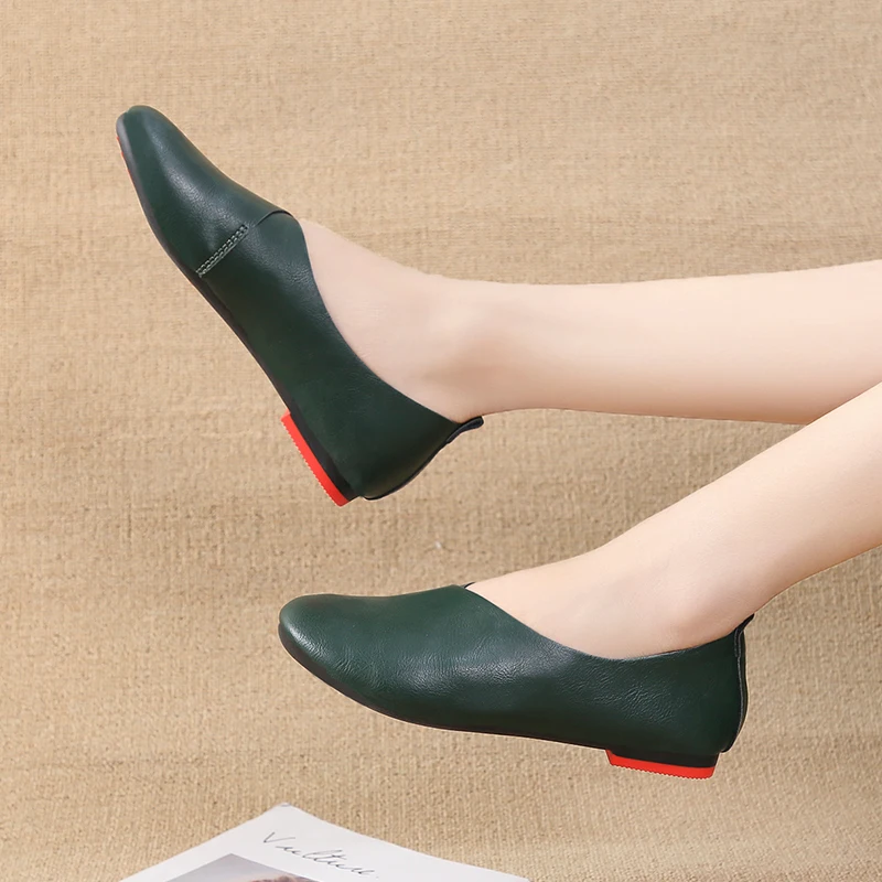 Женские лоферы ручной работы из искусственной кожи Повседневные слипоны на