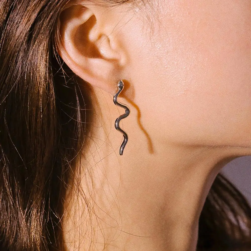 

Snake Earrings Jewelry Accessories Gold Silver Color Snake Stud Earrings Jewellery Pendientes Women Earring Punk Club Earring