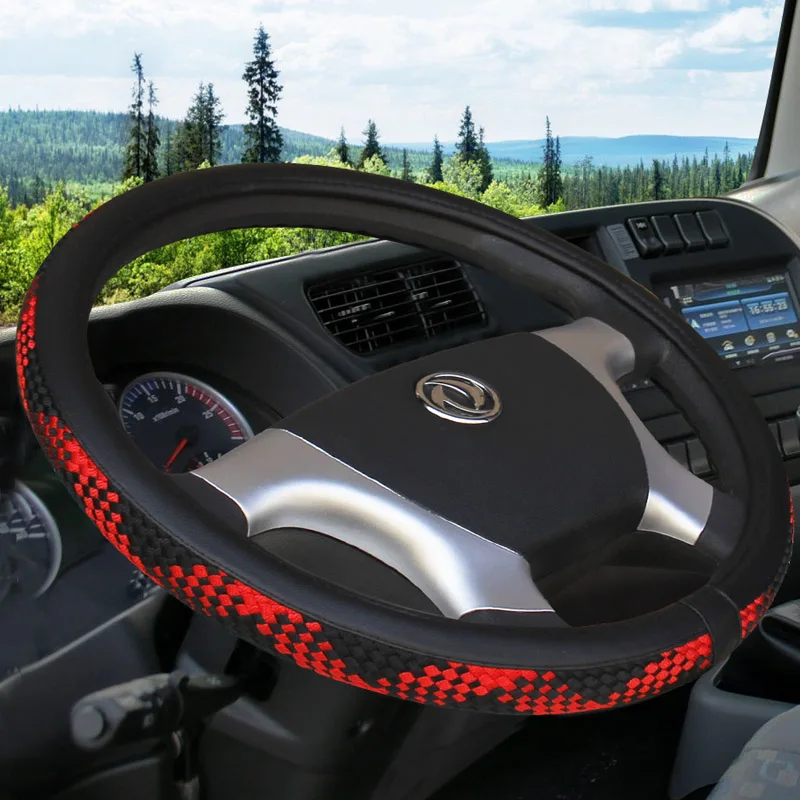 

KKYSYELVA Leather Steering Wheel Covers for Car Bus Truck 36 38 40 42 45 47 50cm Diameter Auto Steering-wheel cover