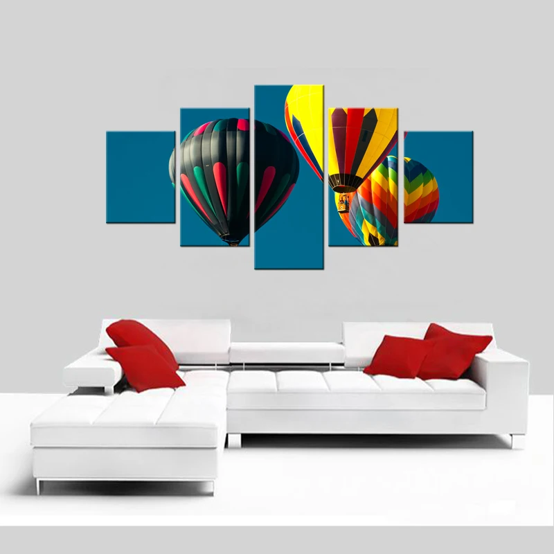 Современный домашний декор 5 шт. картина с воздушным шаром и морским пейзажем