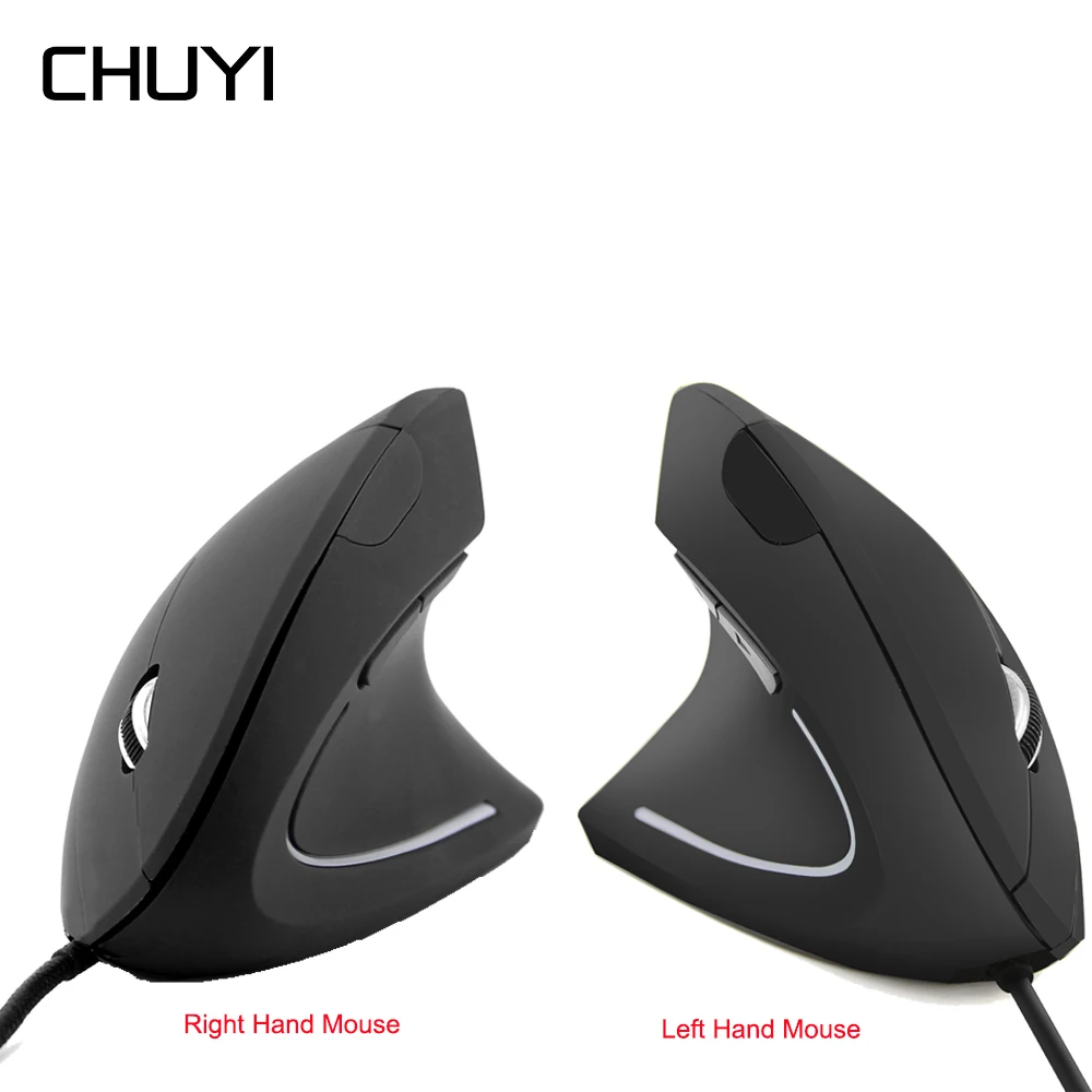 

CHUY Wired Mouse Right/Left Hand Vertical Ergonomic Bracers Healthy USB Optical With Pad For Laptop Desktop