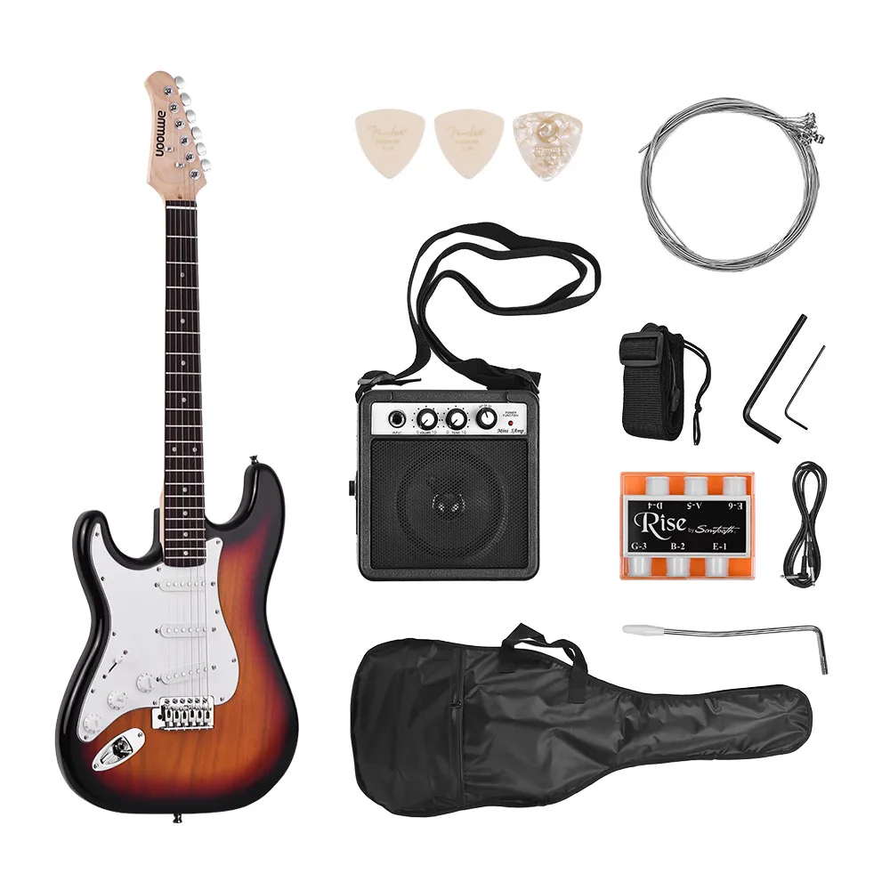 

ammoon Electric Guitar Solid Wood Left Handed Guitar Electric 21 Frets 6 String with Speaker Pitch Pipe Guitar Bag Strap Picks