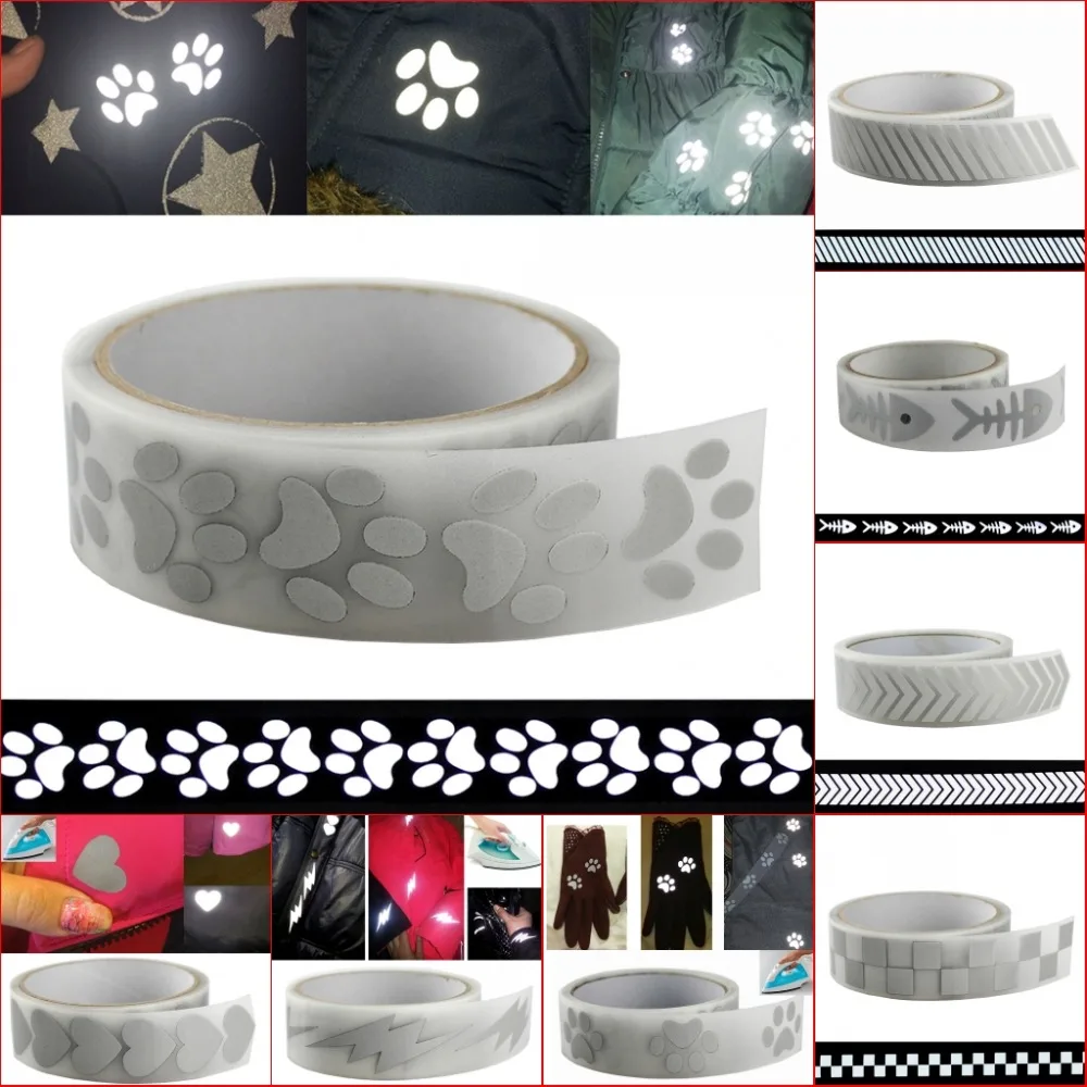 

High Visibility Silver Reflective Tape Heat transfer Vinyl Film DIY Fabric Iron on For Clothing 1meter