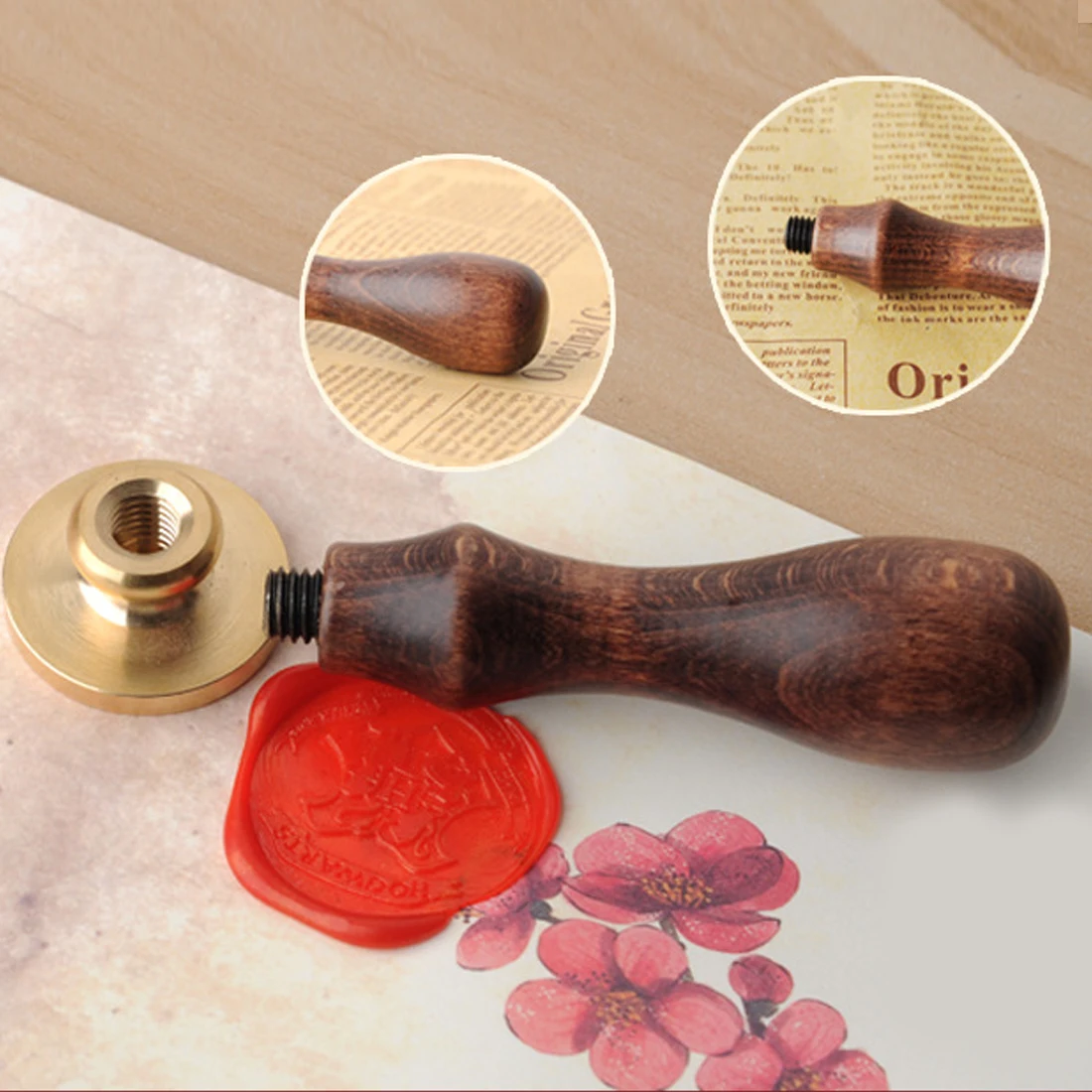 Подарочная ручка для штампа винтажная из палисандра в стиле ар деко|stamp handle|sealing wax