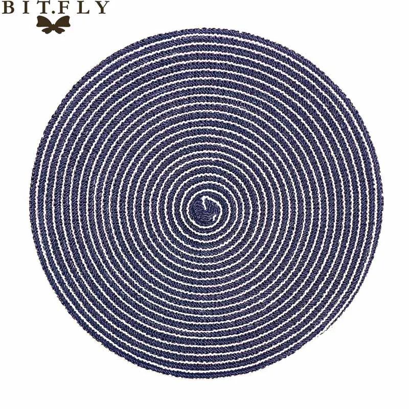 Dark blue 36cm 1 шт. тканые подставки для столовых приборов, жаростойкие коврики для обеденного стола, Нескользящие чашки для напитков, подставки для кухонных, домашних, вечерние, для украшения стола - Цвет: Dark blue 36cm