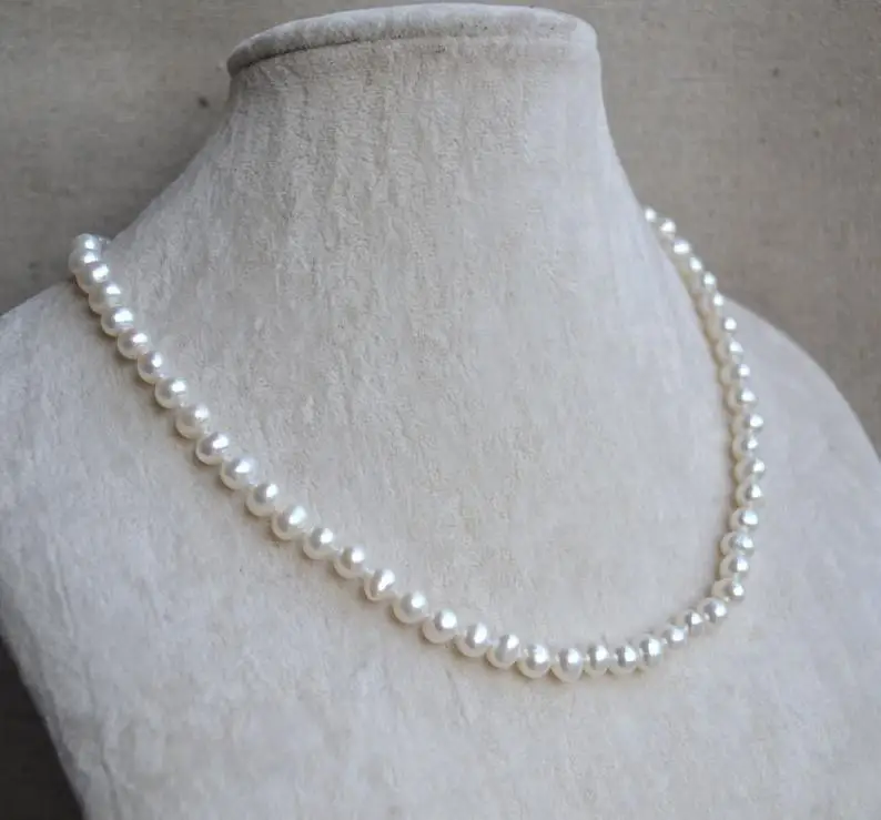 Perfect Women'S Pearl Jewelry White Color 6-7mm Natural Freshwater Necklace 18inches Wedding Birthday Gift | Украшения и