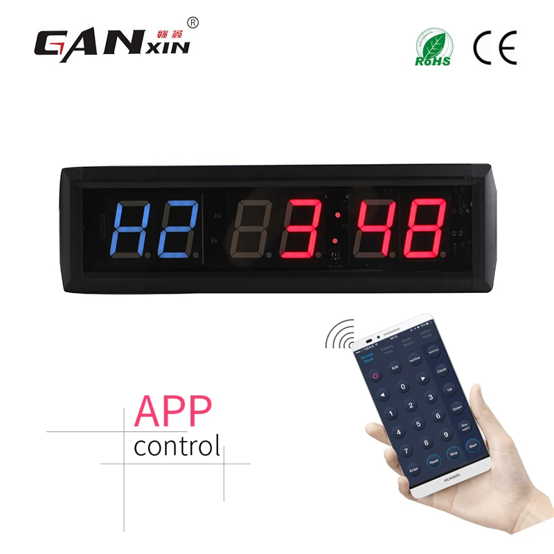 

[GANXIN]6 Digits LED Countdown wall clock Interval Clock Workout Timer Home Gym Crossfit timer with APP control IOS