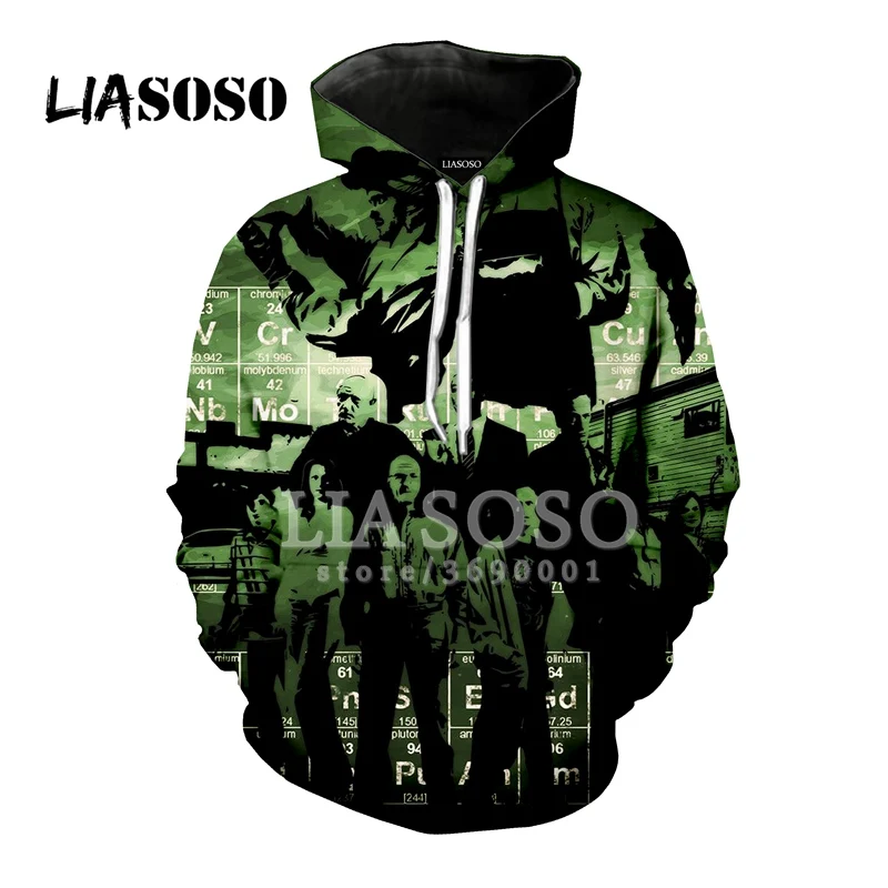 Женские и мужские толстовки с капюшоном LIASOSO 3D принтом из фильма Break Bad Heisenberg Chicken