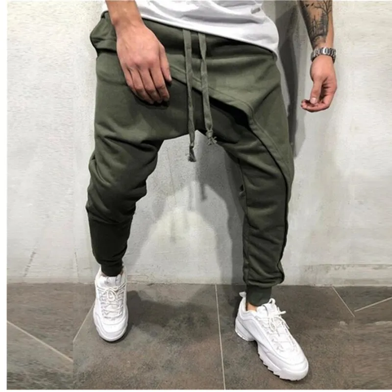 2019 мужские узкие брюки Asymetric слоистые Jogger хип хоп Уличная повседневные штаны для