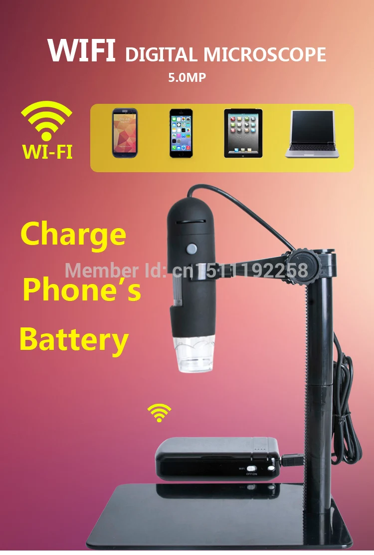 USB цифровой микроскоп с беспроводной поддержкой Android IOS и WINDOWS ПК 10x 200X зарядка