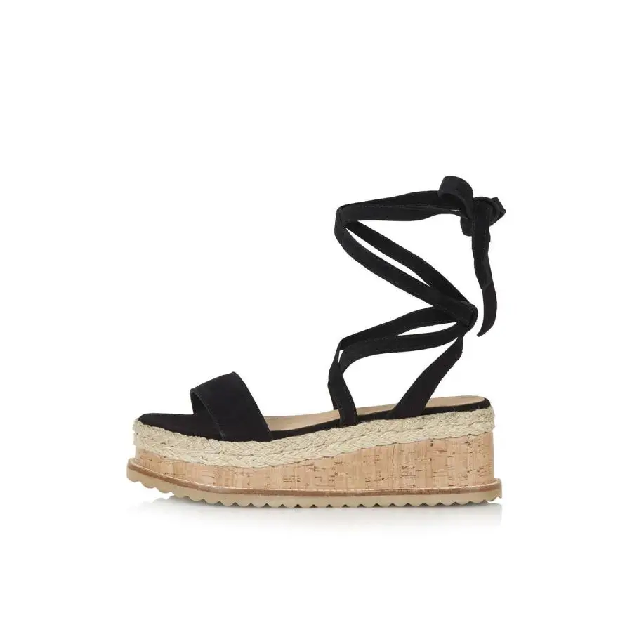 Женские богемные сандалии гладиаторы Abramenko летние на танкетке с перекрестными