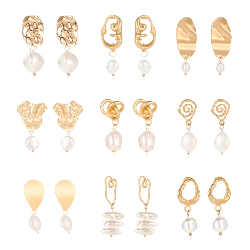 Ажурные жемчужные серьги для женщин Ретро Гонконгский стиль простые