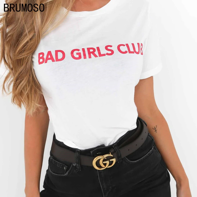 2017 Повседневное Лето Для женщин T Рубашки для мальчиков Bad Girls Club Письмо Harajuku панк