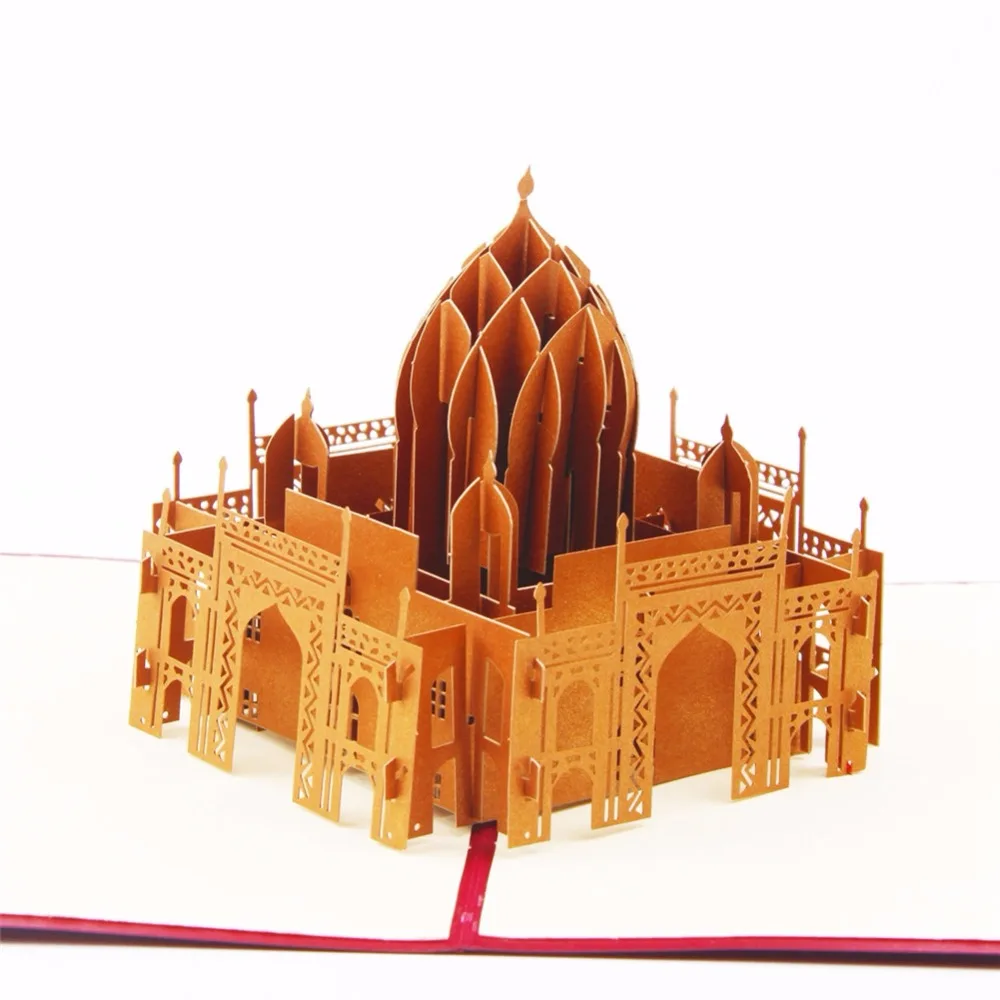 3D всплывающие поздравление с днем рождения карты конвертом Taj Mahal открытка на