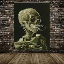 Arthyx ручная работа череп Repro с сигаретой Винсента Ван Гога