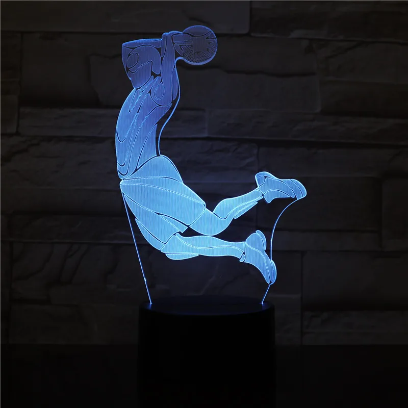Творческий 3D визуальный баскетбольный мяч Dunk светодиодный Ночной светильник 7