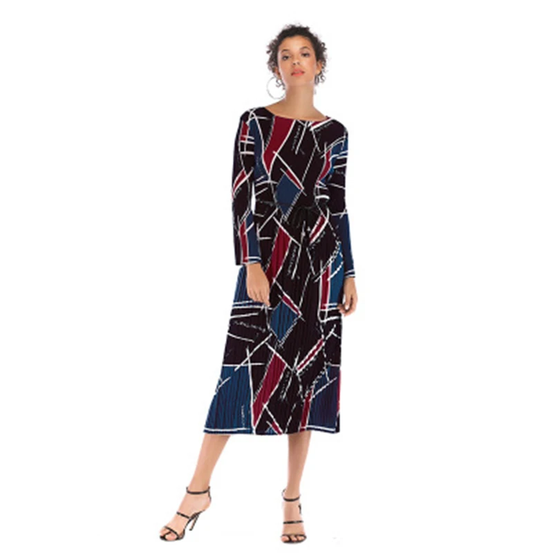 Женское шифоновое платье в стиле ретро свободное плиссированное с длинным