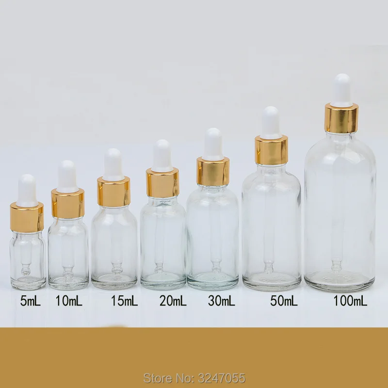 

5/10/15/20/30/50/100ML Clear Glass Empty Essential Oil Bottle, High Quality Liquid Glass Dropper Container,Portable Makeup Tools