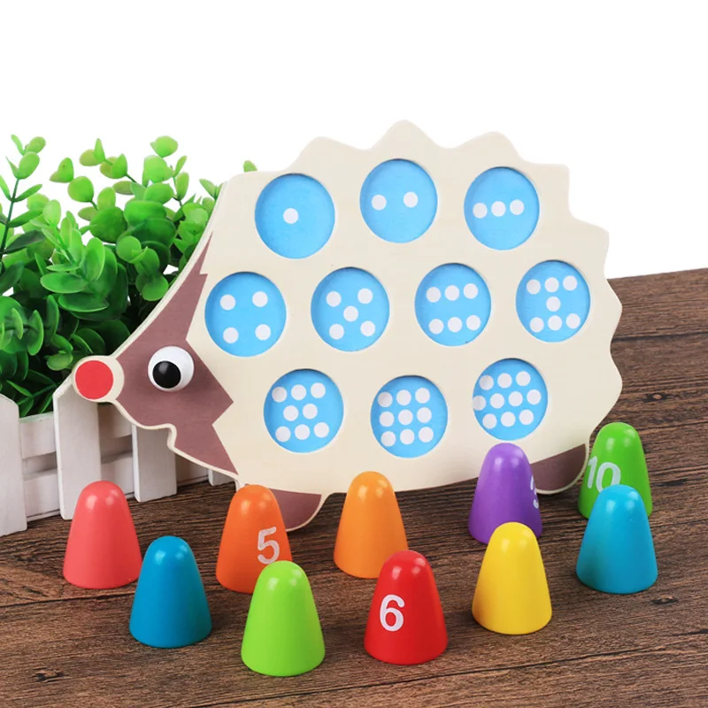 

Kids Educational Wooden Toy Montessori Toys Math Toy Cartoon Colorful Hedgehog Matching Numerals Infant Baby Birthday Gift