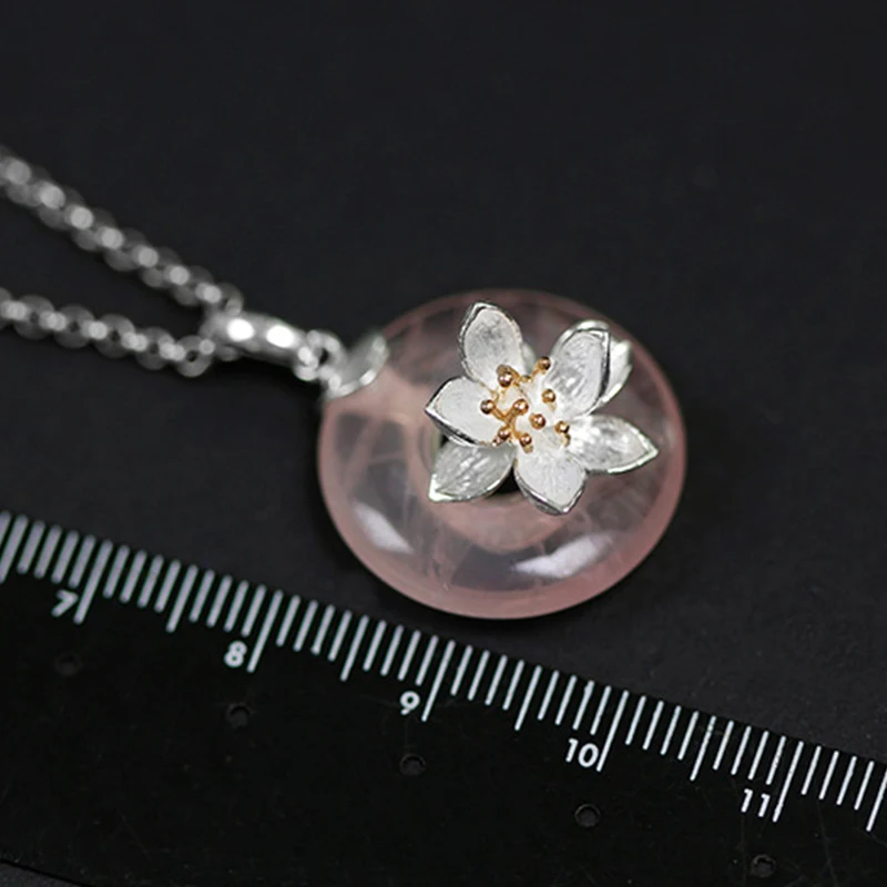 Lotus Fun Настоящее серебро 925 пробы натуральный розовый камень ручная работа