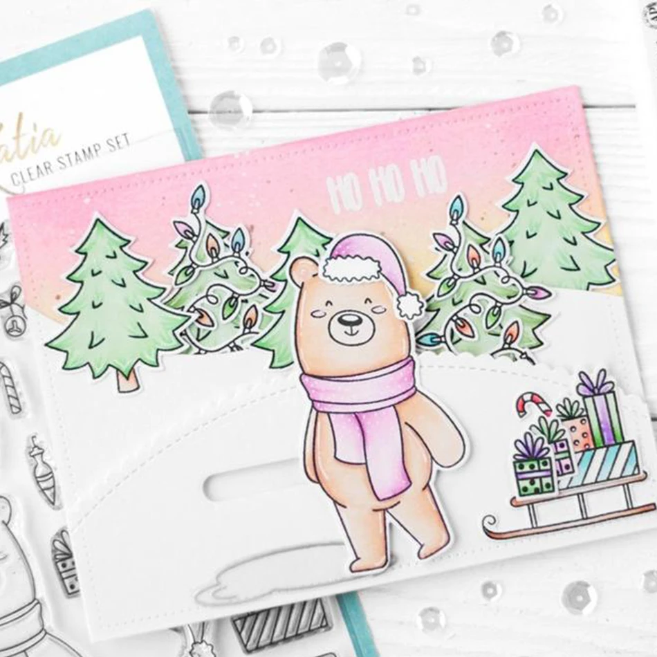 Медведь салазки четкие штампы и для Крафтовая окраска скрапбукинга металла