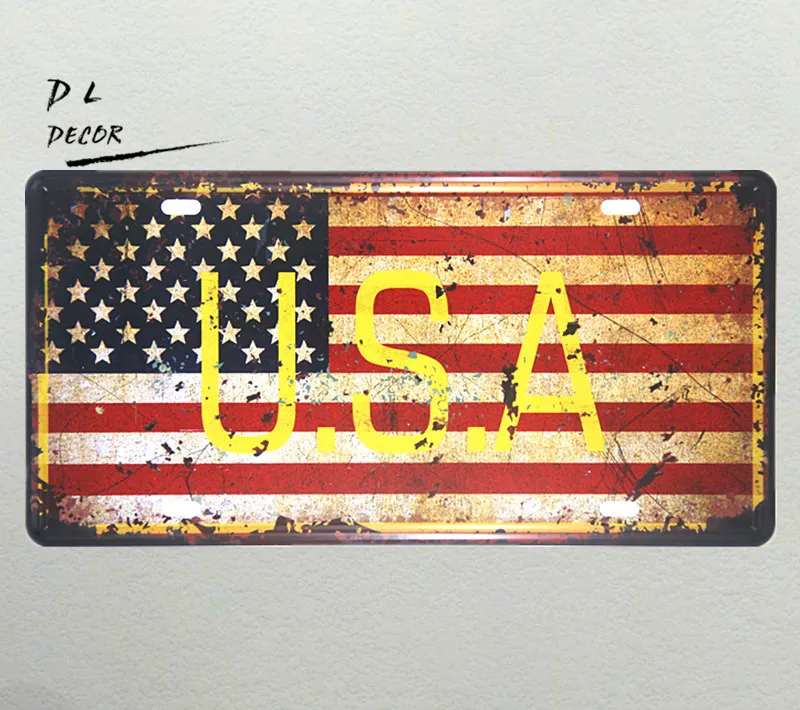 

DL-USA MAP License plate VINTAGE RETRO METAL WALL SIGN PLAQUE PICTURE CAR GARAGE