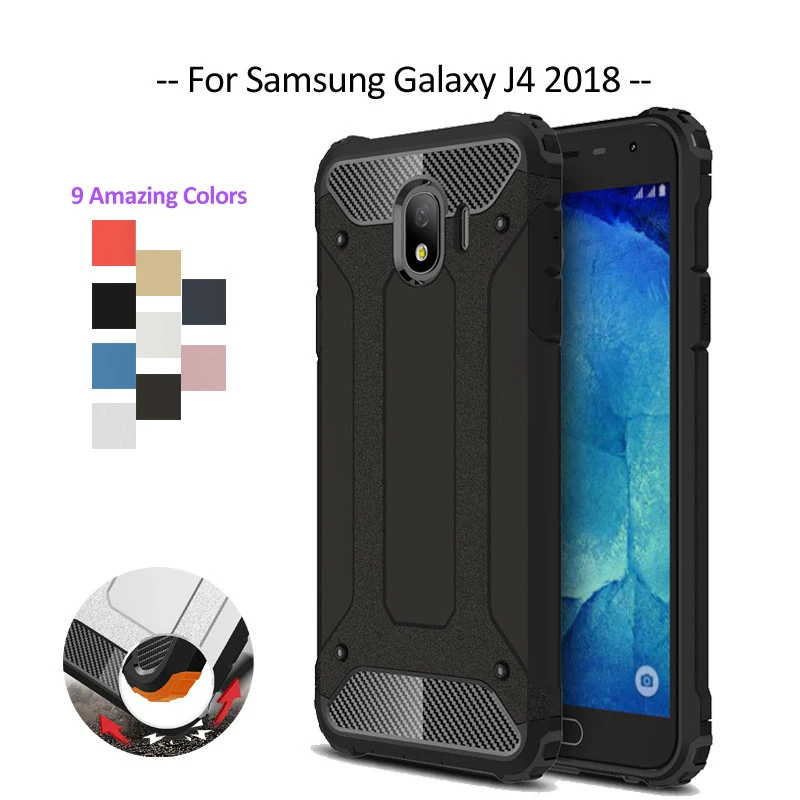 Для подходящих чехлов Samsung Galaxy J4 2018 чехол из ТПУ и ПК бронированный Бампер корпус
