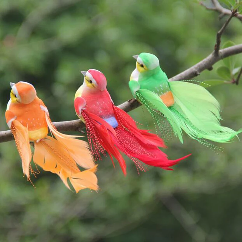 Симпатичное искусственное пенопластовое перо для птиц цветные маленькие птицы