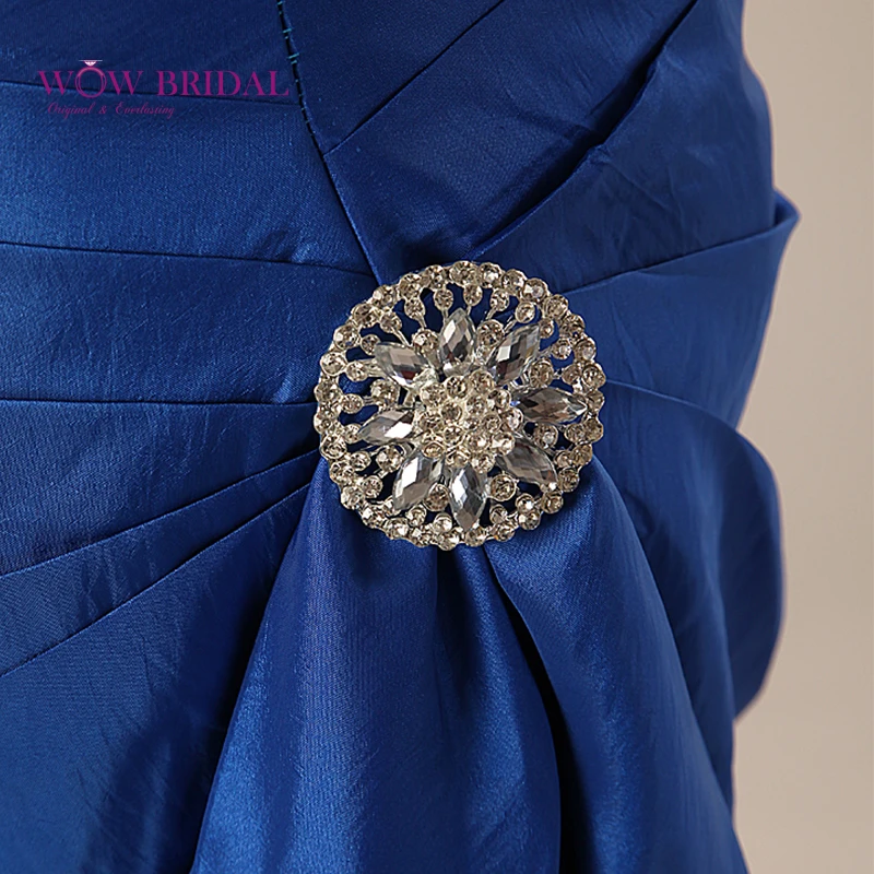 Wowbridal Элегантное синее платье для матери невесты 2021 с лямкой через шею Блестками