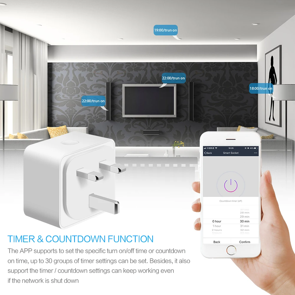 Mini Smart Socket Outlet Compatible with Alexa Google Home IFTTT 10A 2300W Wifi Switch for Android iOS Smartphone | Обустройство дома