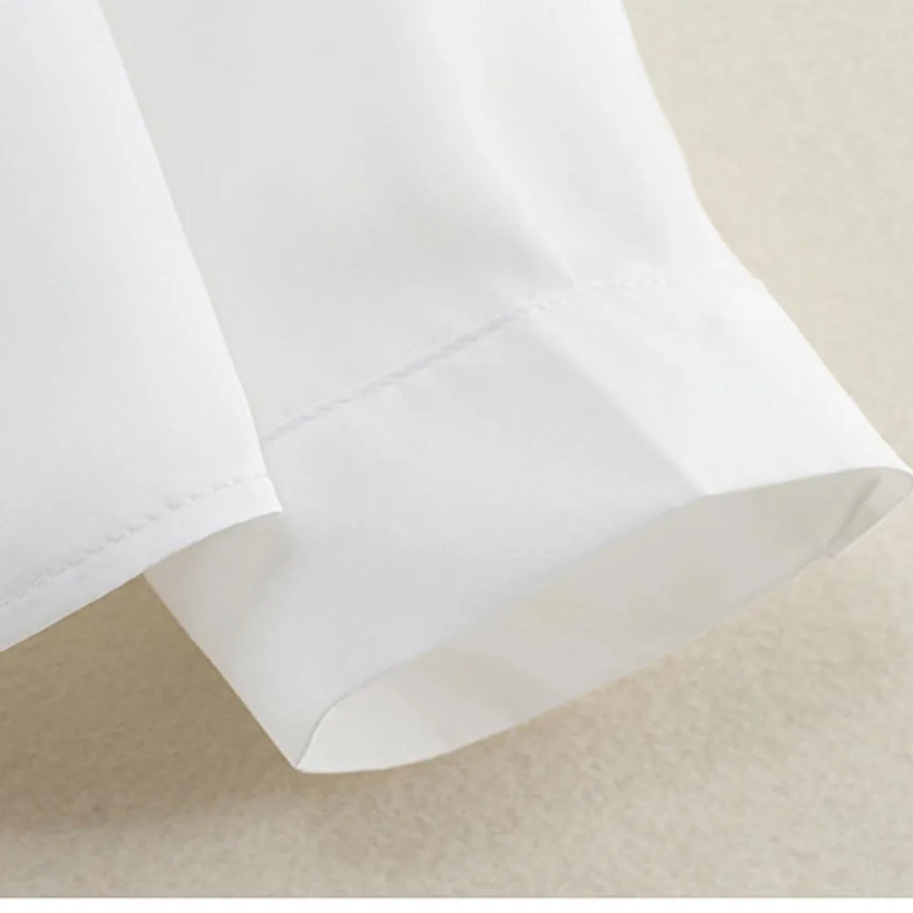 Женская блузка Fankris белая с длинным рукавом розами отложным воротником шифоновый