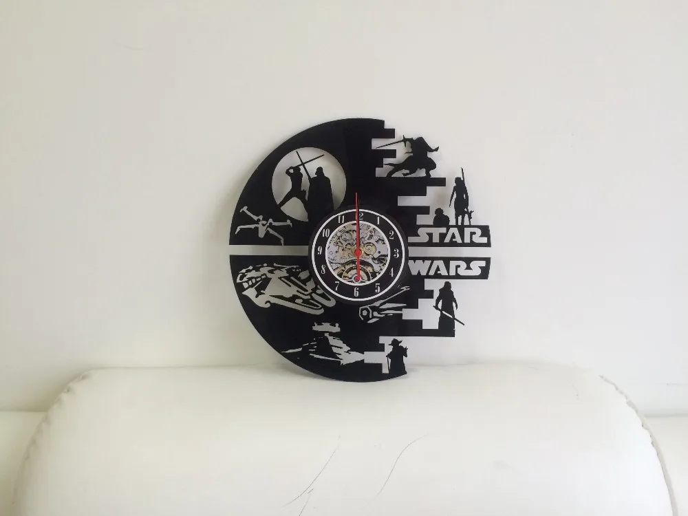 Виниловая пластинка дизайн настенные часы модные креативные часы CD виниловый диск настенные часы фильм Звездные войны тематический домашний Декор 3D Висячие Watc